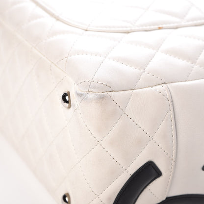 Chanel Calfskin Quilted Large Cambon Bowler Black White 11 of 12