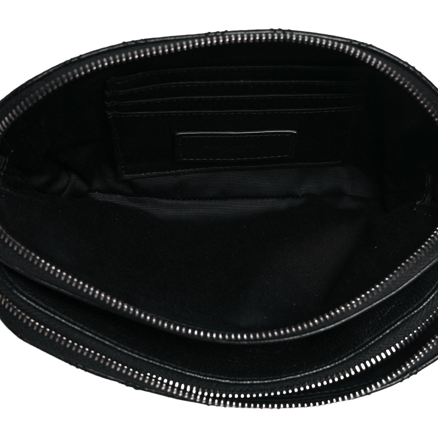 Grained Lambskin Quilted Mini Becky Double Zip Bag Black