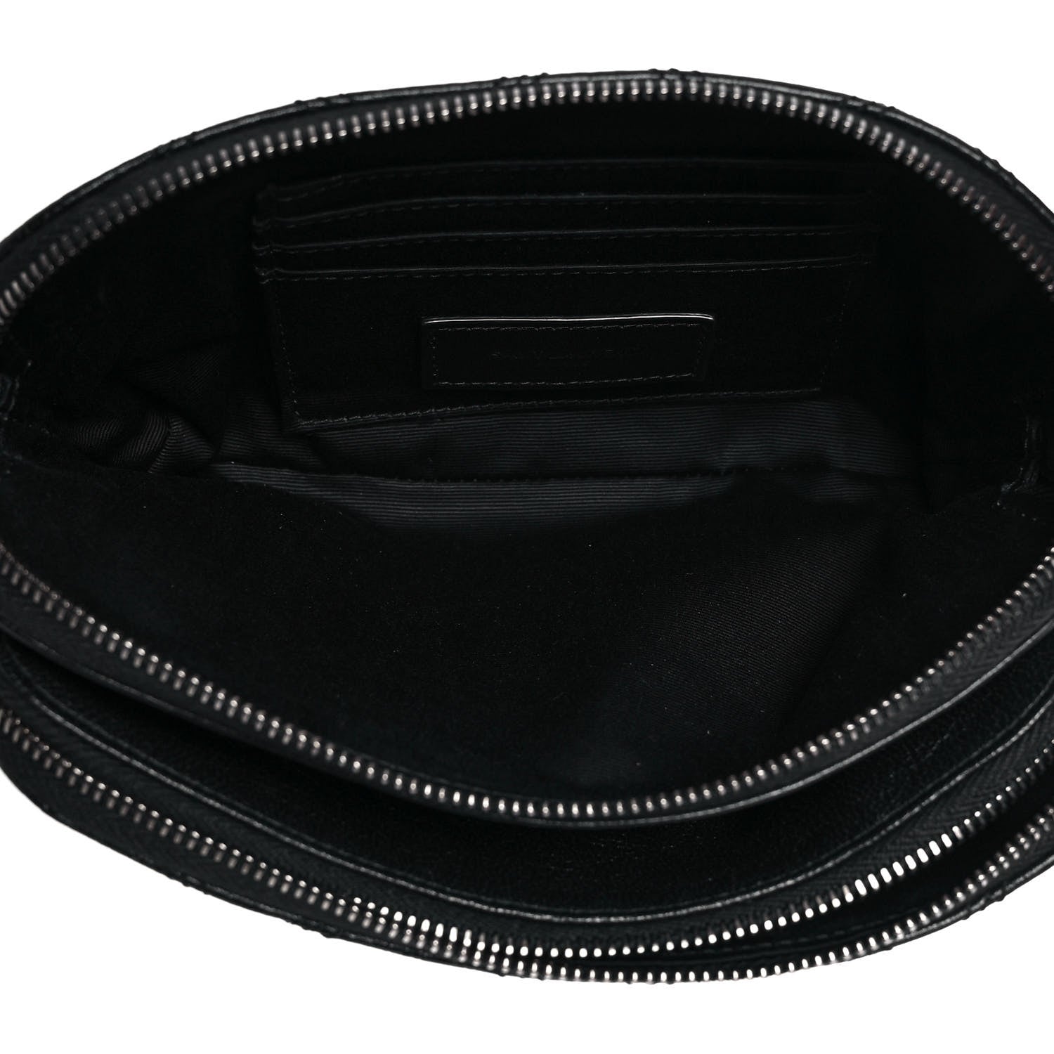 Saint Laurent Grained Lambskin Quilted Mini Becky Double Zip Bag Black 7 of 11