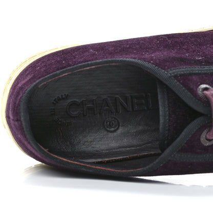 Chanel Velvet Womens CC Sneakers 38.5 Burgundy 7 of 8