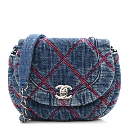 Chanel Denim Quilted Mini Coco Beach Messenger Bag Blue 1 of 11