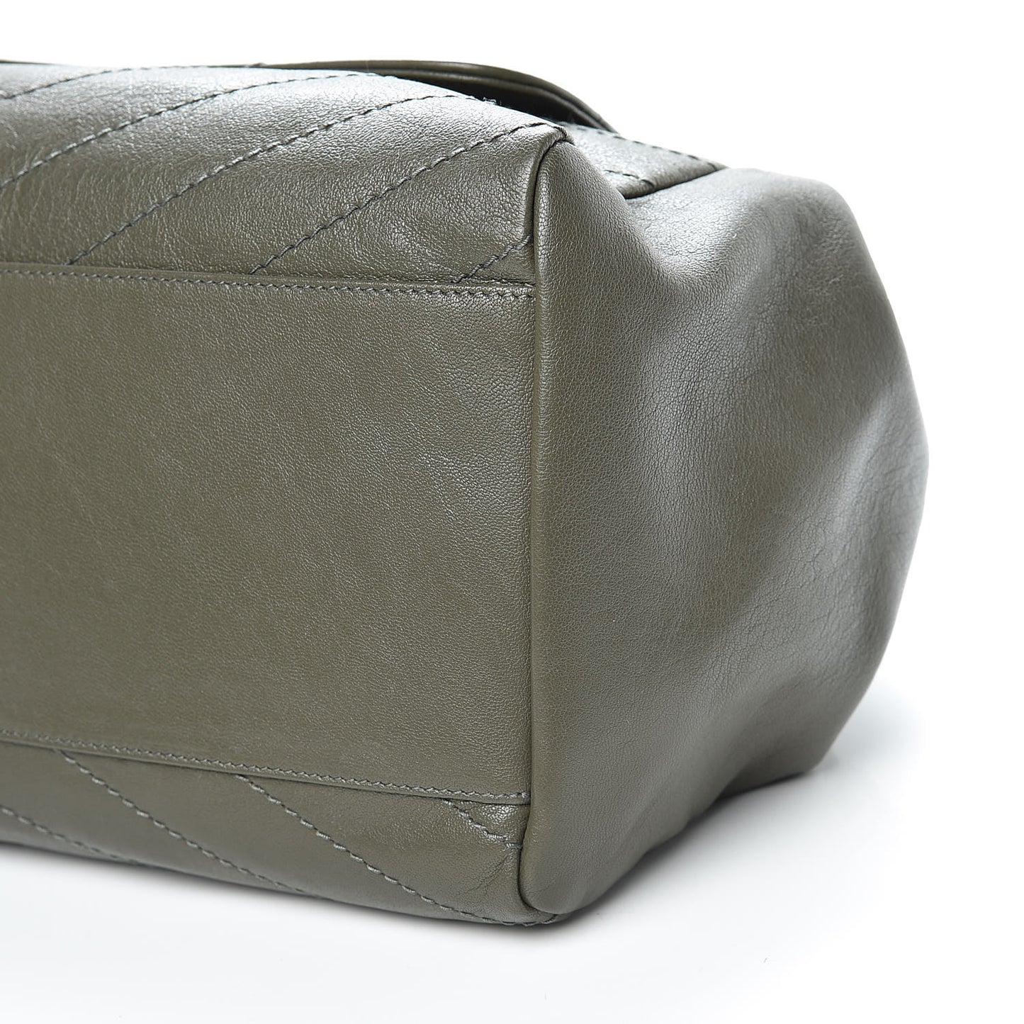 Vintage Calfskin Chevron Monogram Medium Nolita Olive Green