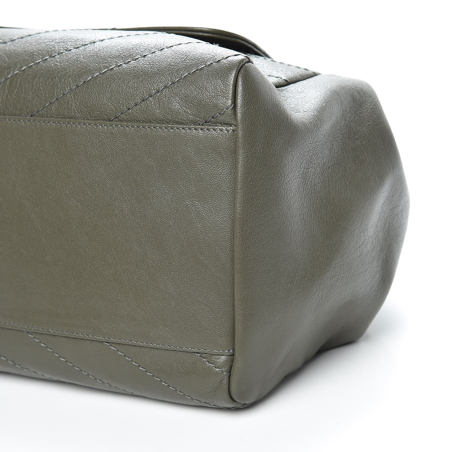 Saint Laurent Vintage Calfskin Chevron Monogram Medium Nolita Olive Green 10 of 10