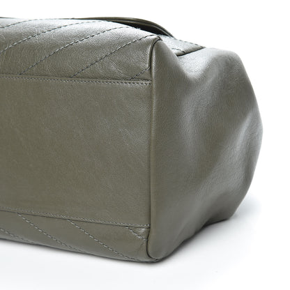 Saint Laurent Vintage Calfskin Chevron Monogram Medium Nolita Olive Green 10 of 10
