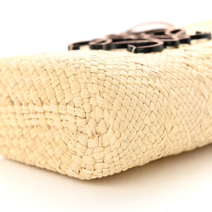 Loewe Calfskin Raffia Paulas Ibiza Square Bucket Bag Natural Tan 9 of 9