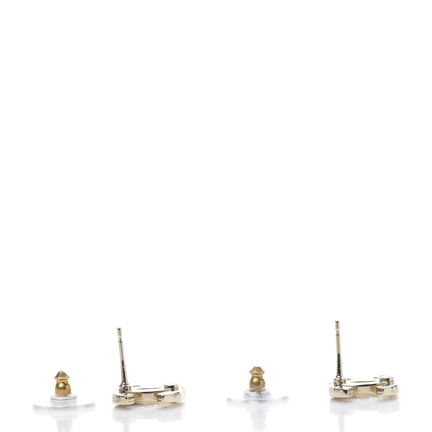 Crystal Metal CC Paris Button Stud Earrings Gold