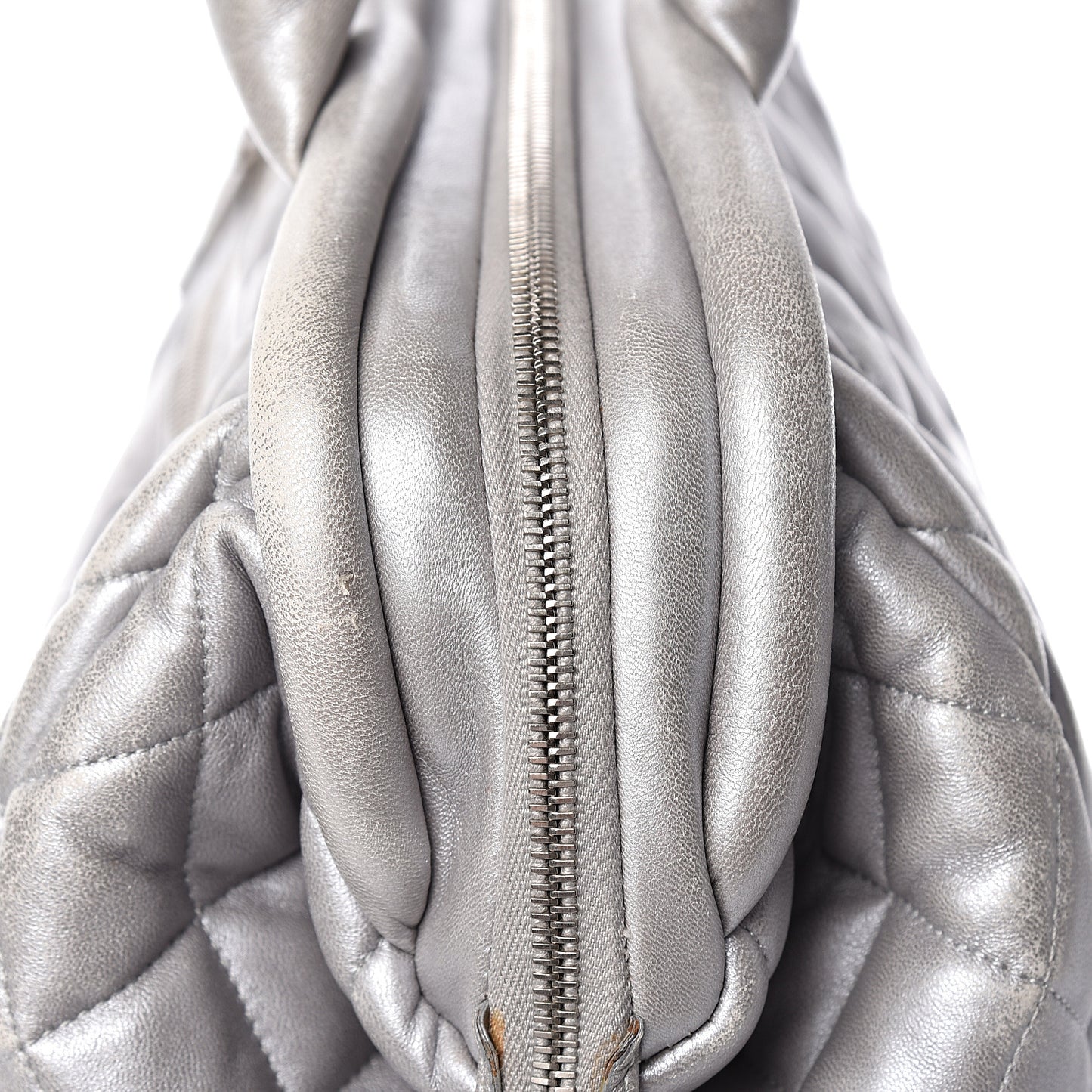 Metallic Lambskin Quilted Coco Cocoon Bowler Silver