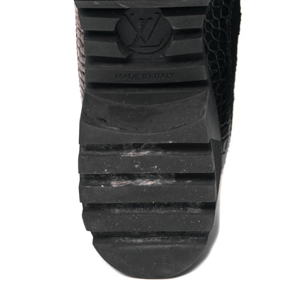 Louis Vuitton Suede Calfskin Crocodile Embossed Patent Monogram Laureate Platform Desert Boots 40 Black 14 of 18