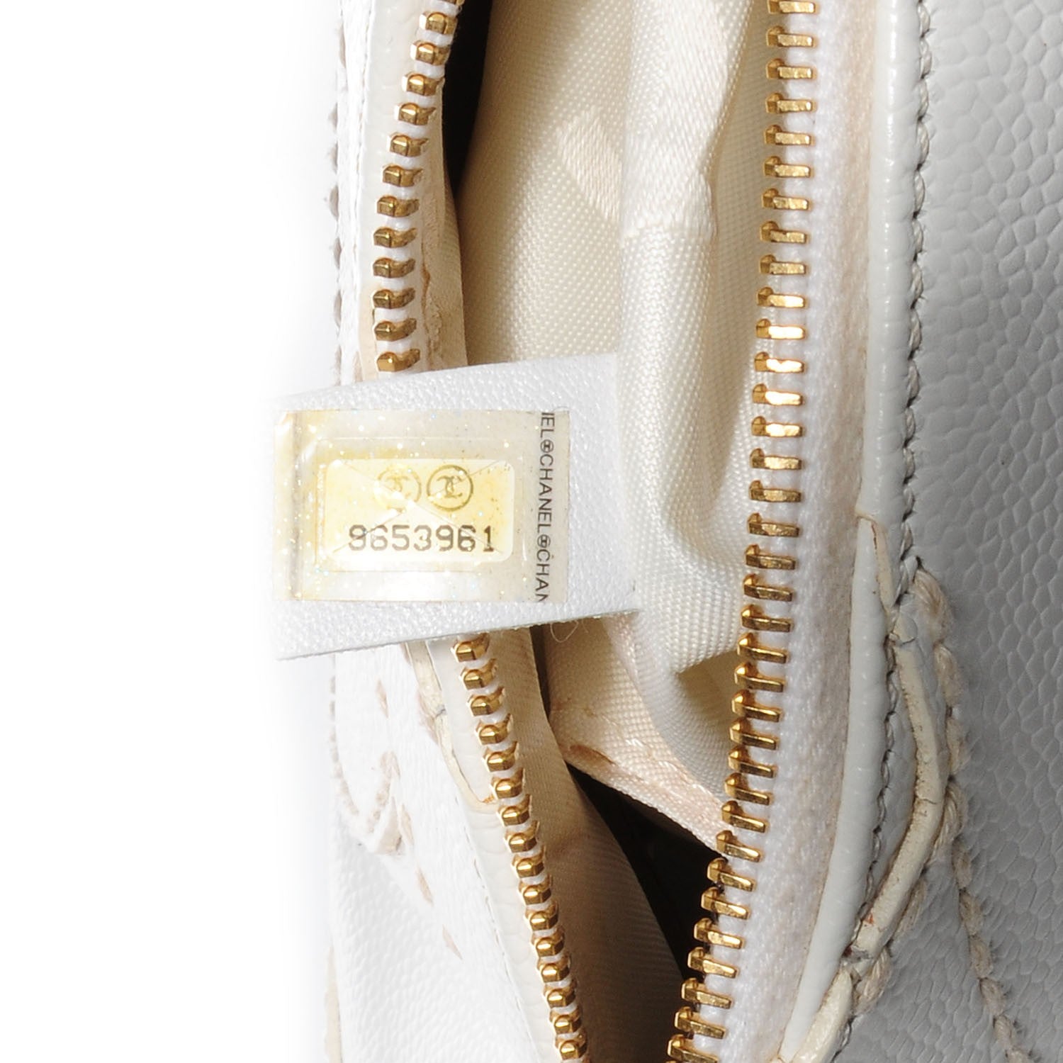 Chanel Caviar CC Stitched Hobo White 7 of 8