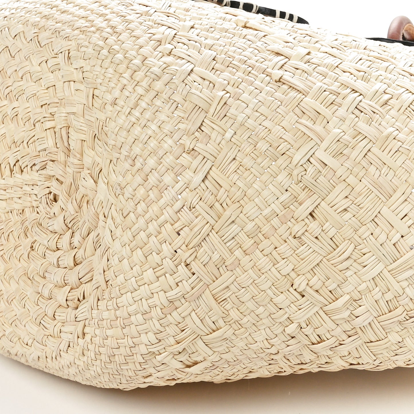 Calfskin Raffia Paulas Ibiza Small Anagram Basket Tote Bag Natural Tan
