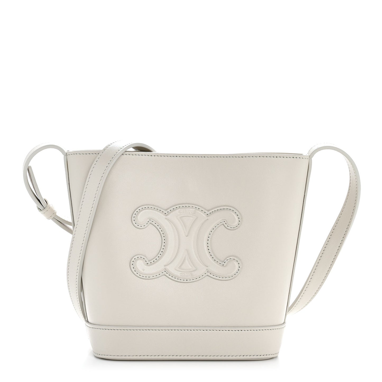 Smooth Calfskin Mini Cuir Triomphe Bucket Bag White