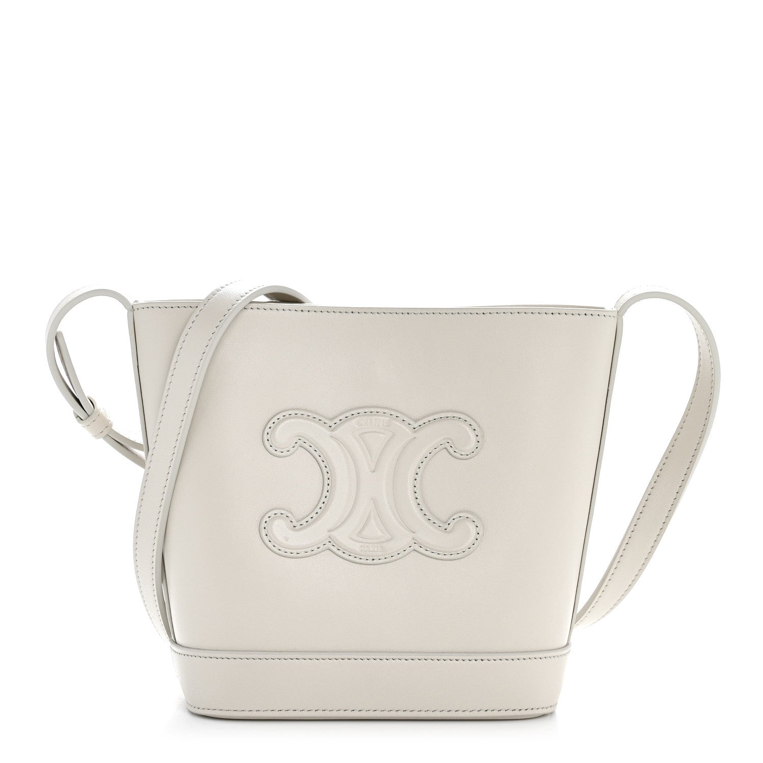 Celine Smooth Calfskin Mini Cuir Triomphe Bucket Bag White 1 of 12