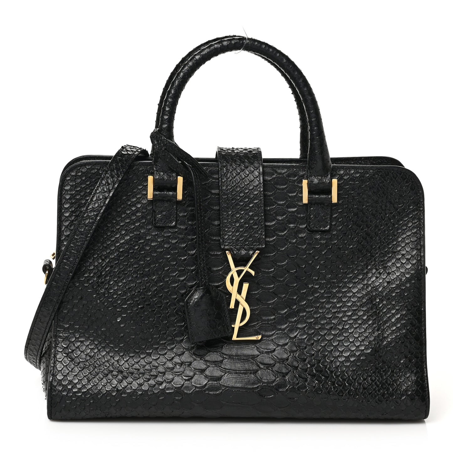 Python Calfskin Embossed Monogram Baby Cabas Black