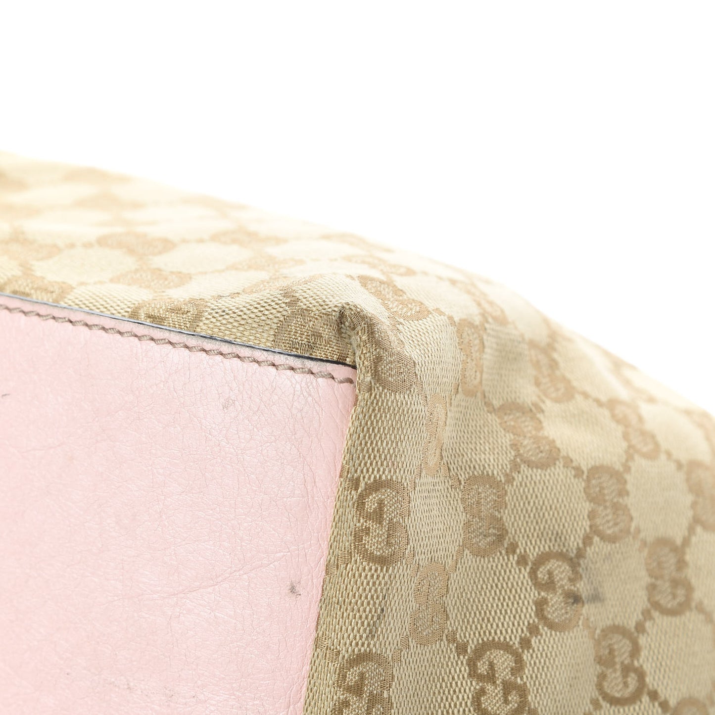 GG Monogram Medium Web Handle Bucket Tote Pink Blue