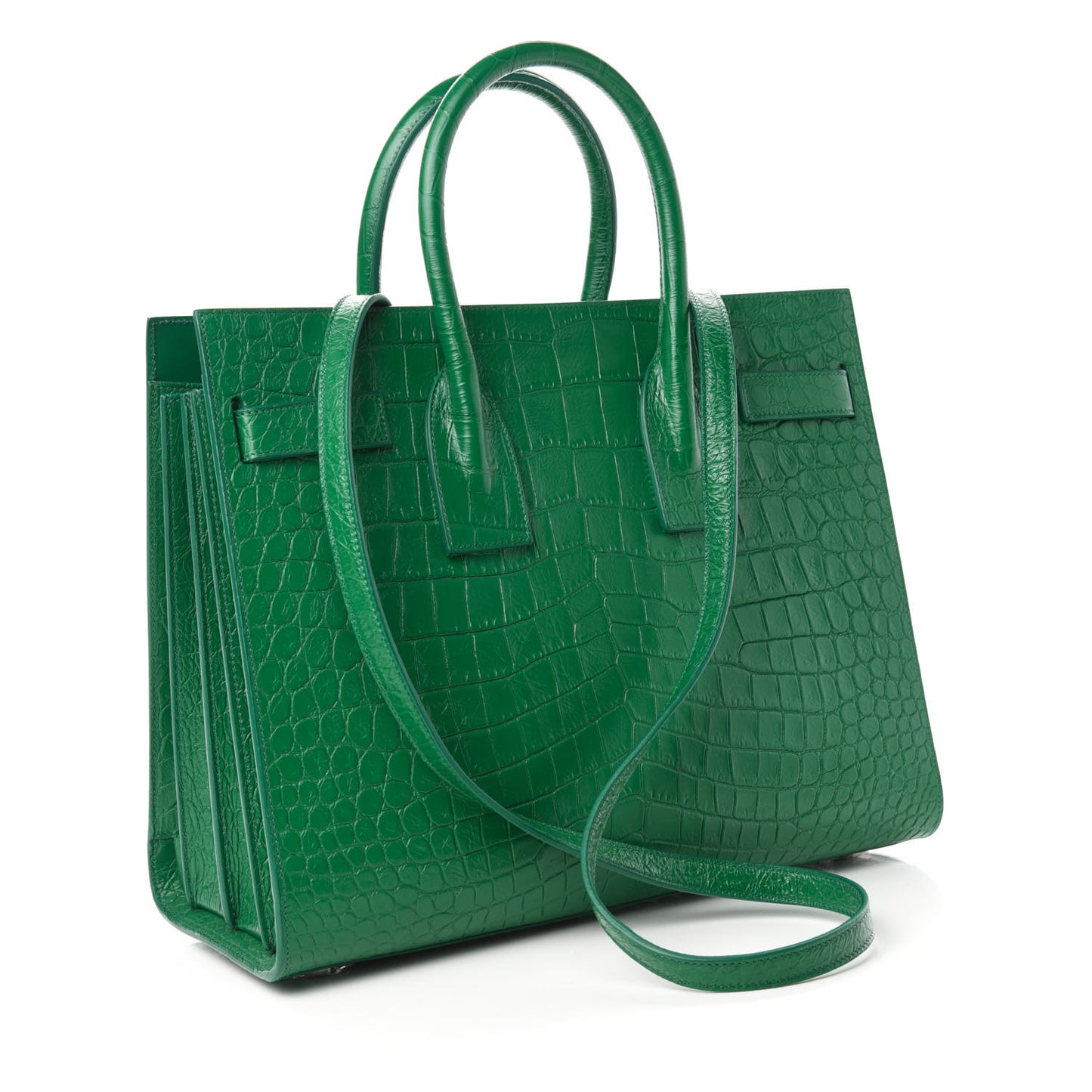 Calfskin Crocodile Embossed Small Sac de Jour Green