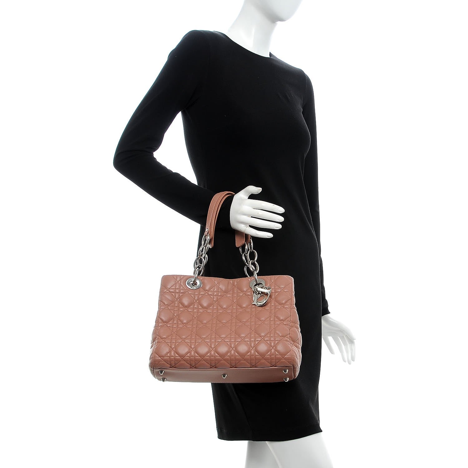Christian Dior Lambskin Cannage Small Dior Soft Shopping Tote Bois de Rose 2 of 16
