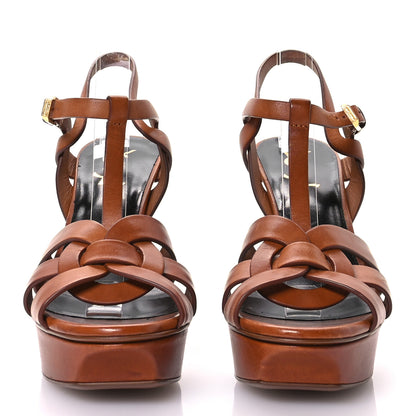 Saint Laurent Calfskin Tribute 75 Platform Sandals 39 Amber 2 of 8