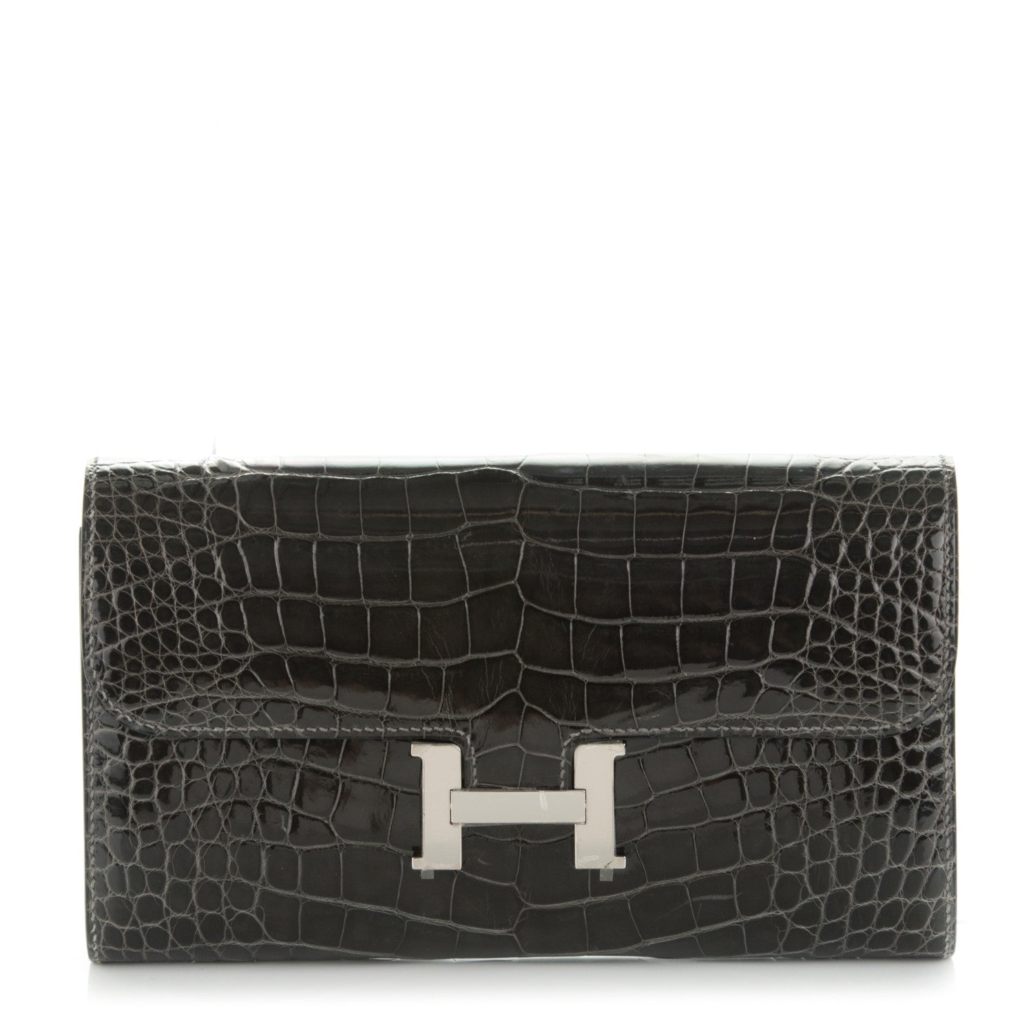 Hermes Shiny Alligator Constance Wallet Graphite 1 of 8