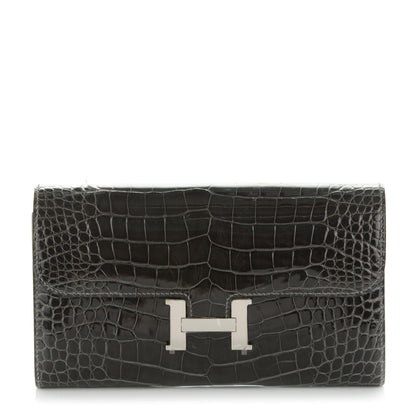 Hermes Shiny Alligator Constance Wallet Graphite 1 of 8