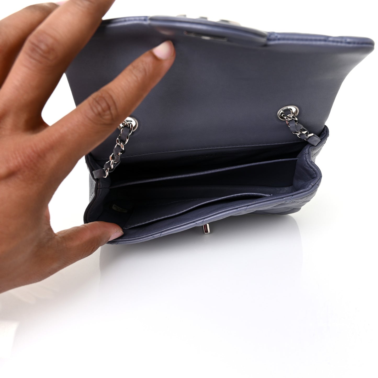 Lambskin Quilted Extra Mini Rectangular Flap Blue