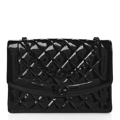 Chanel Patent Quilted Medium Single Flap Bag So Black 1 of 9