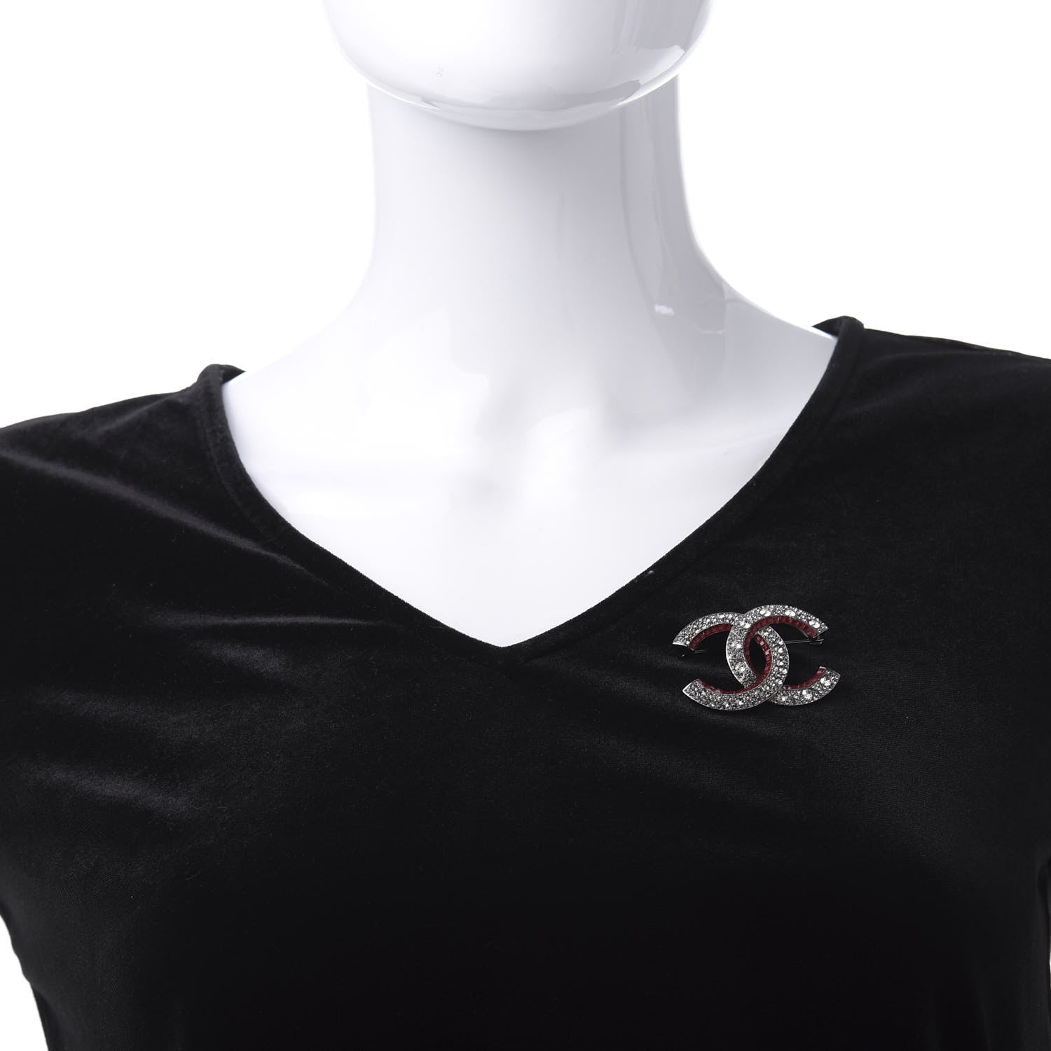 Chanel Ruthenium Crystal CC Brooch Red 2 of 5