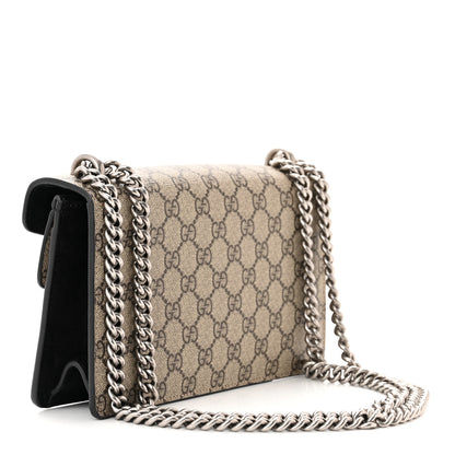 Gucci GG Supreme Monogram Suede Crystal Small Dionysus Shoulder Bag Beige Ebony Black 3 of 10