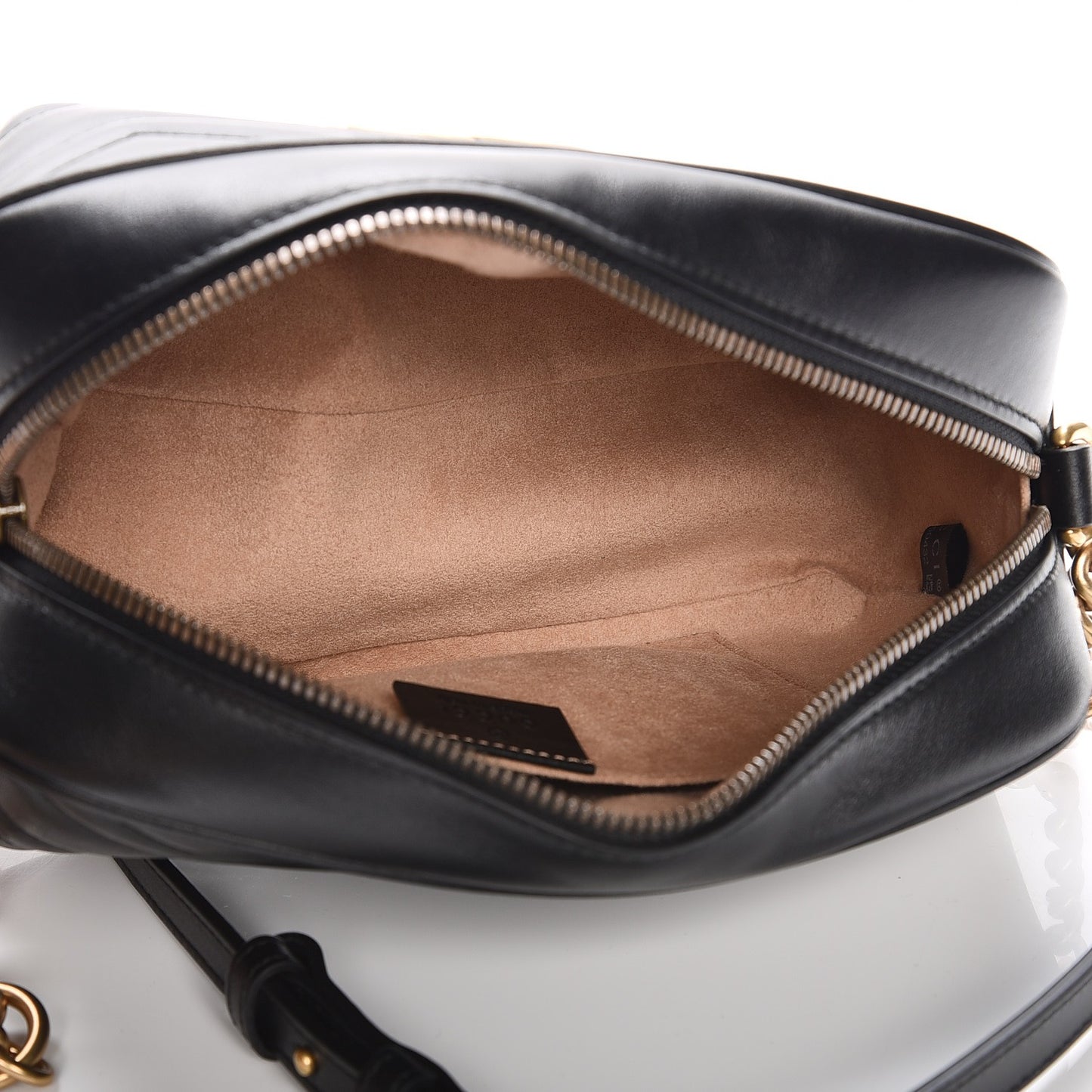 Calfskin Matelasse Small GG Marmont Chain Shoulder Bag Black