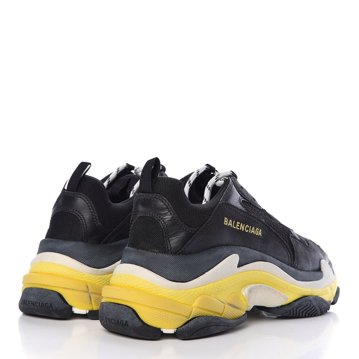 Fabric Mesh Womens Triple S Sneakers 42 Black Yellow