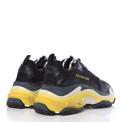 Balenciaga Fabric Mesh Womens Triple S Sneakers 42 Black Yellow 1 of 8
