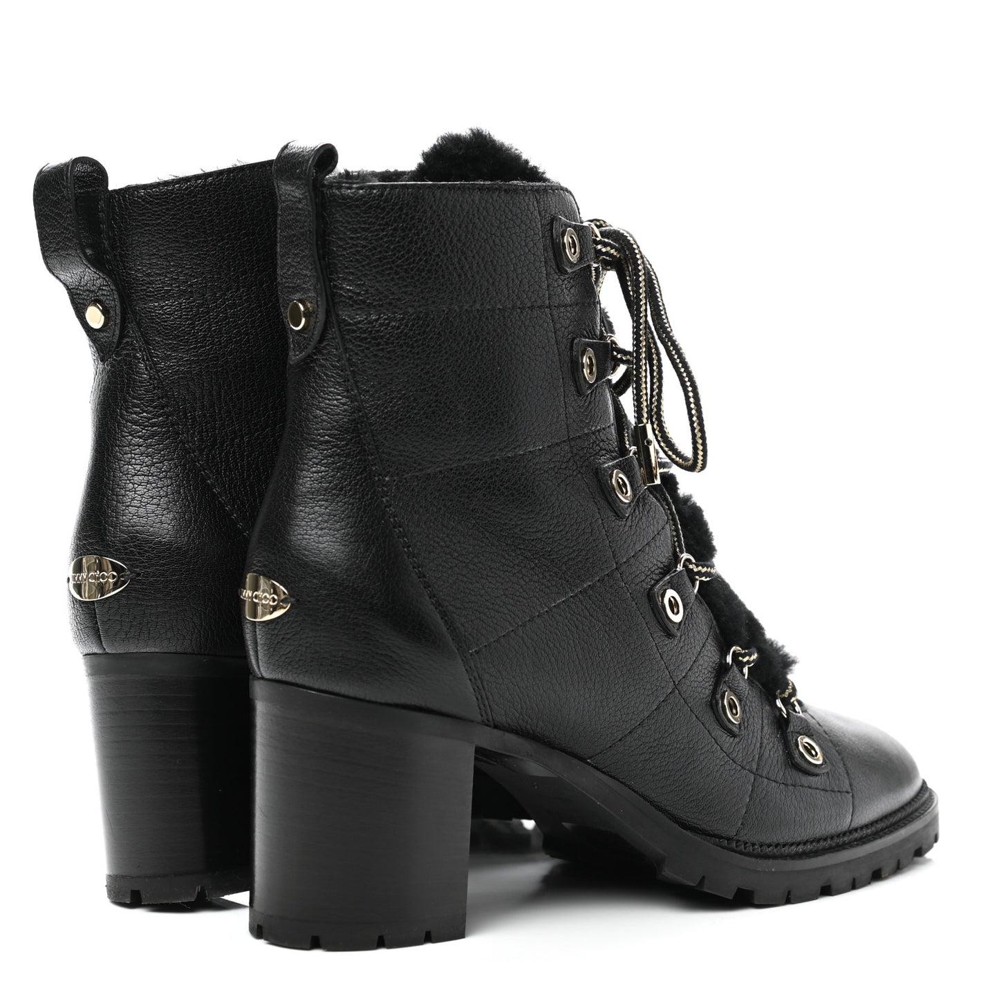 Grainy Calfskin Shearling Hillary 65 Boots 40 Black