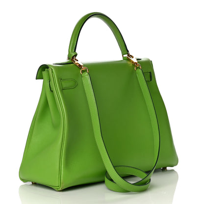 Hermes Veau Gulliver Kelly Retourne 32 Vert Cru 3 of 25
