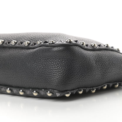 Valentino Garavani Pebbled Calfskin Small Rockstud Rolling Flip-Lock Messenger Bag Black 9 of 10