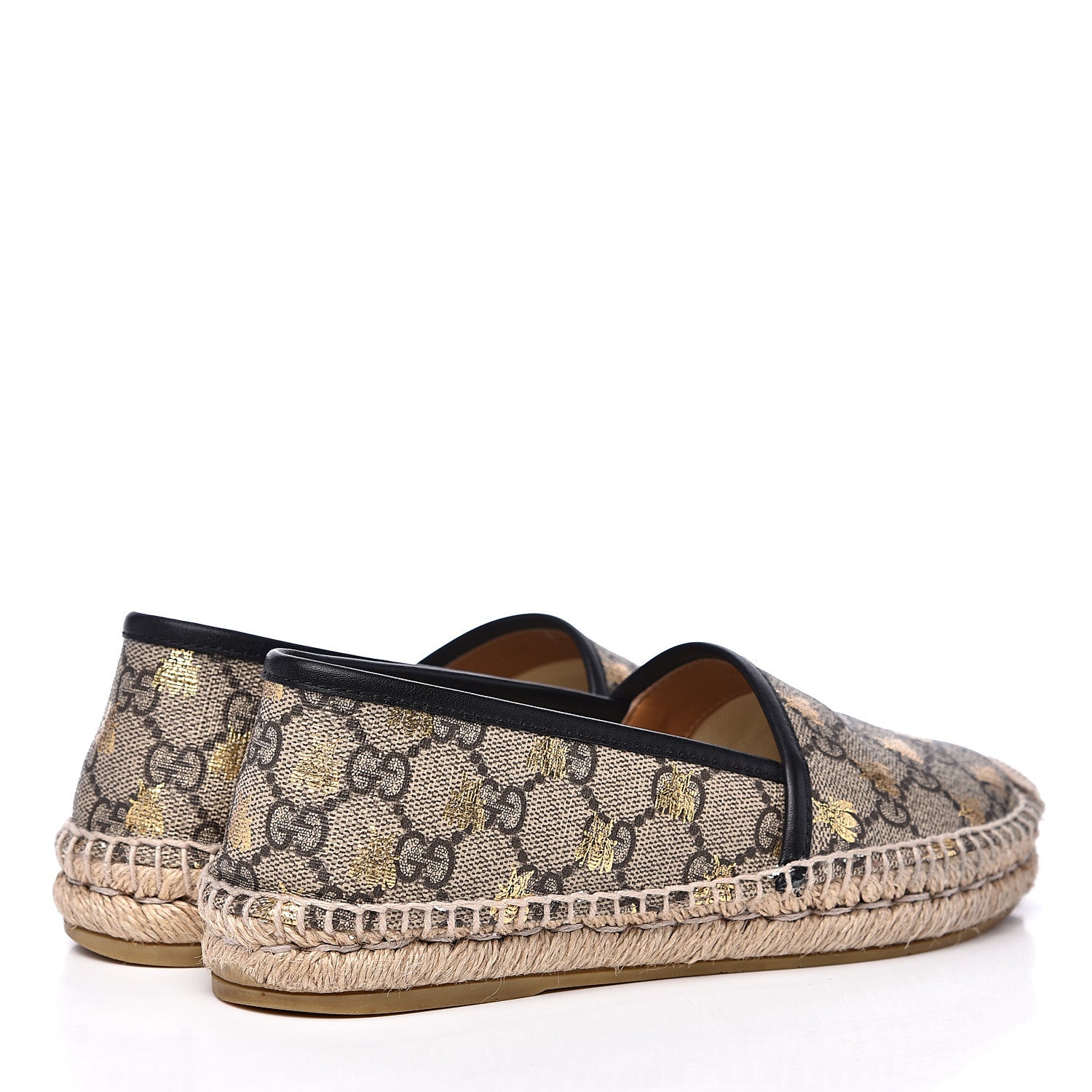 Gucci GG Supreme Monogram Bees Espadrille Flats 36.5 Beige Ebony Oro Black 4 of 11