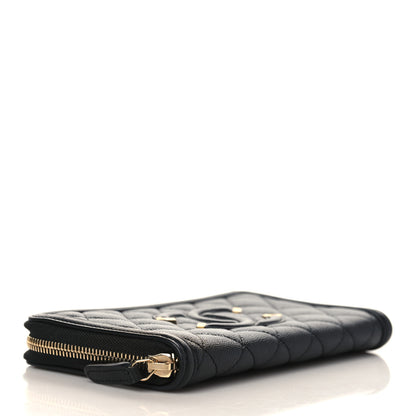 Chanel Caviar Quilted Filigree Zip Around Wallet Black 4 of 8