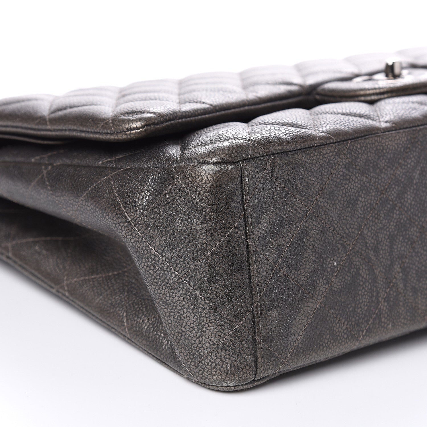 Chanel Metallic Caviar Quilted Maxi Double Flap Charcoal 8 of 17
