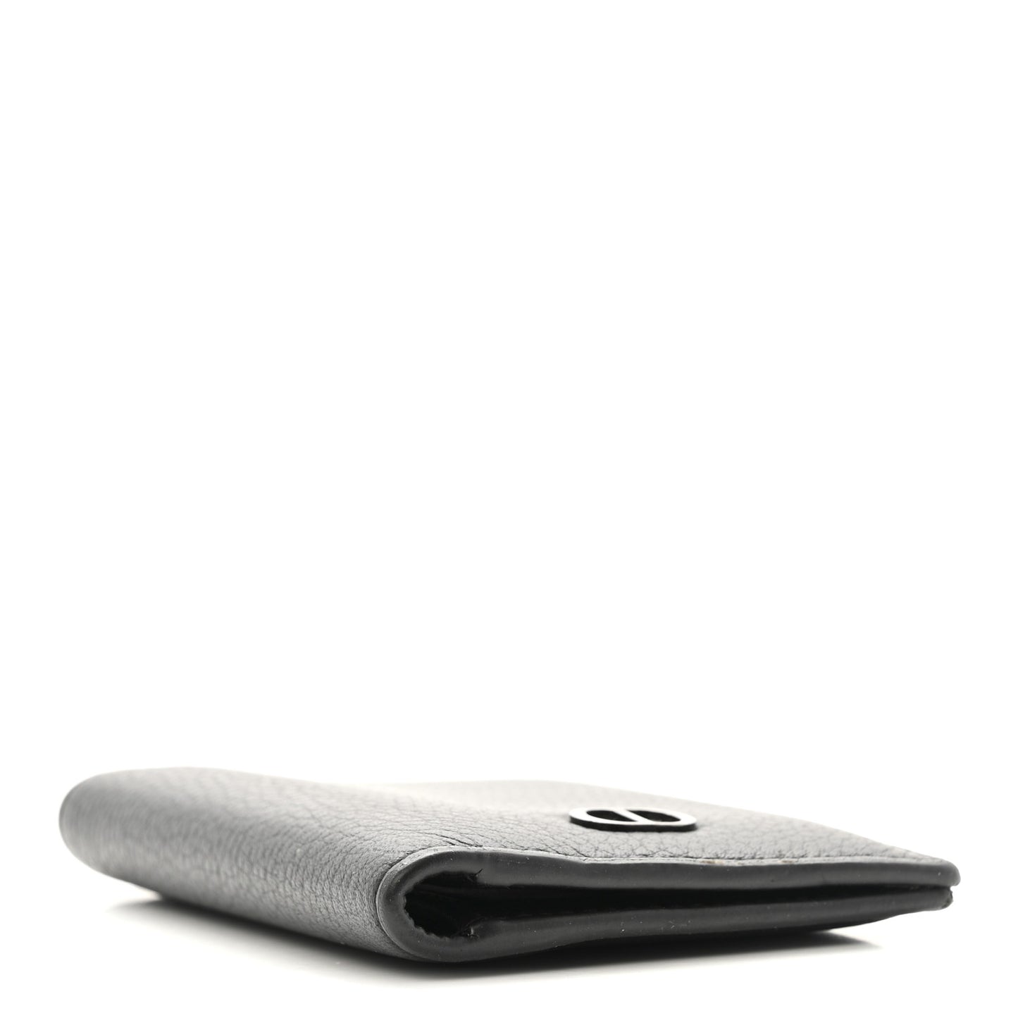 Grained Calfskin Icon Vertical Bifold Card Holder Black
