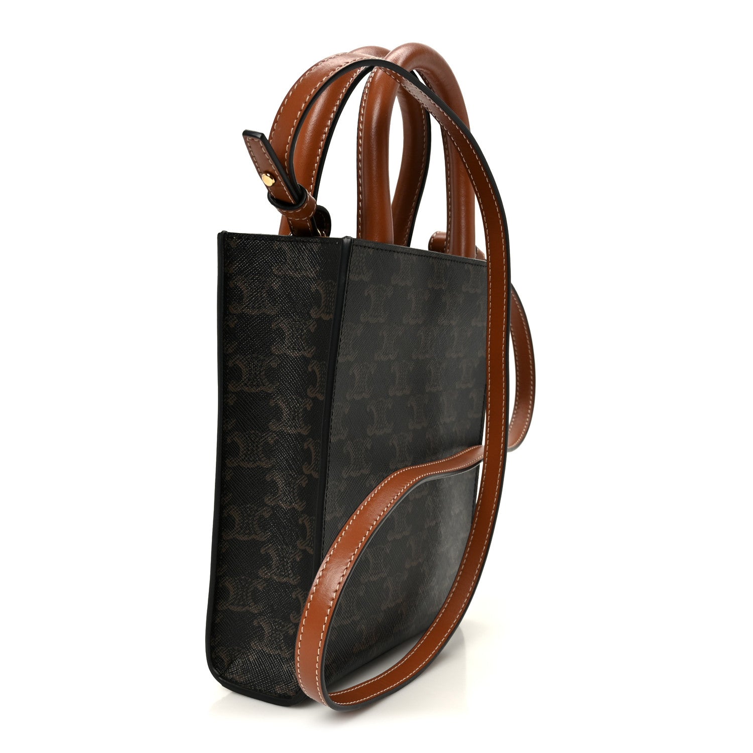 Celine Triomphe Canvas Calfskin Mini Vertical Cabas Tan 1867809
