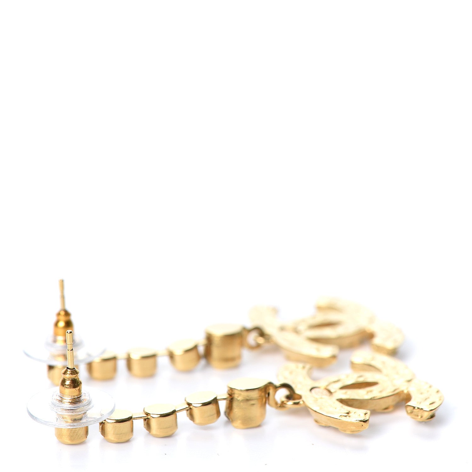 Chanel CC Crystal Drop Earrings Gold 3 of 5
