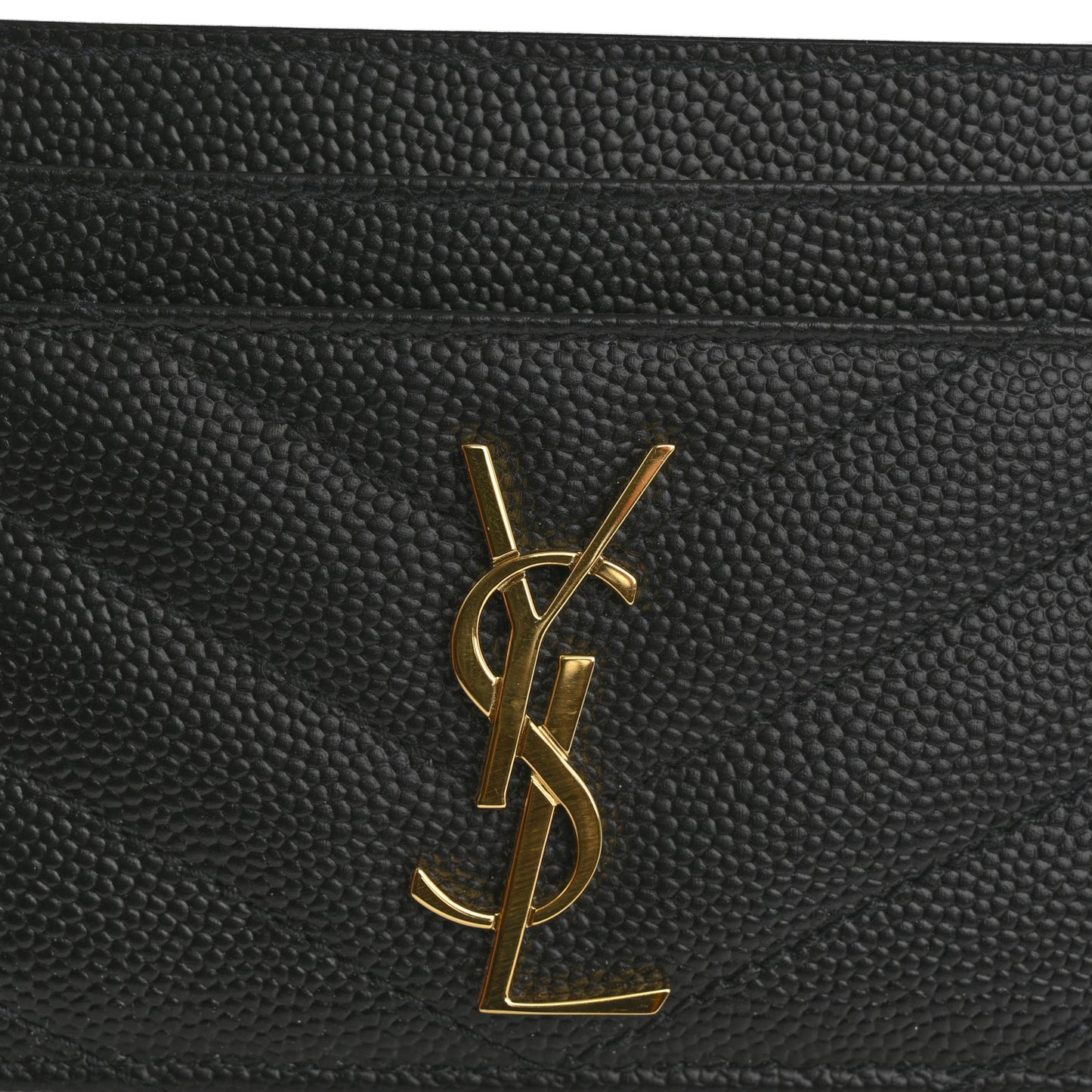 Grain De Poudre Matelasse Chevron Monogram Credit Card Case Black