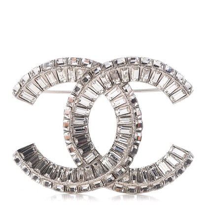 Chanel Baguette Crystal CC Brooch Silver 1 of 5
