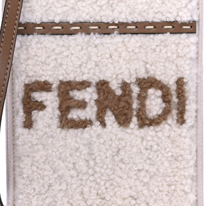 Fendi Shearling Vitello King Plexiglass Logo Mini Fendi Sunshine Shopper Tote White 9 of 16