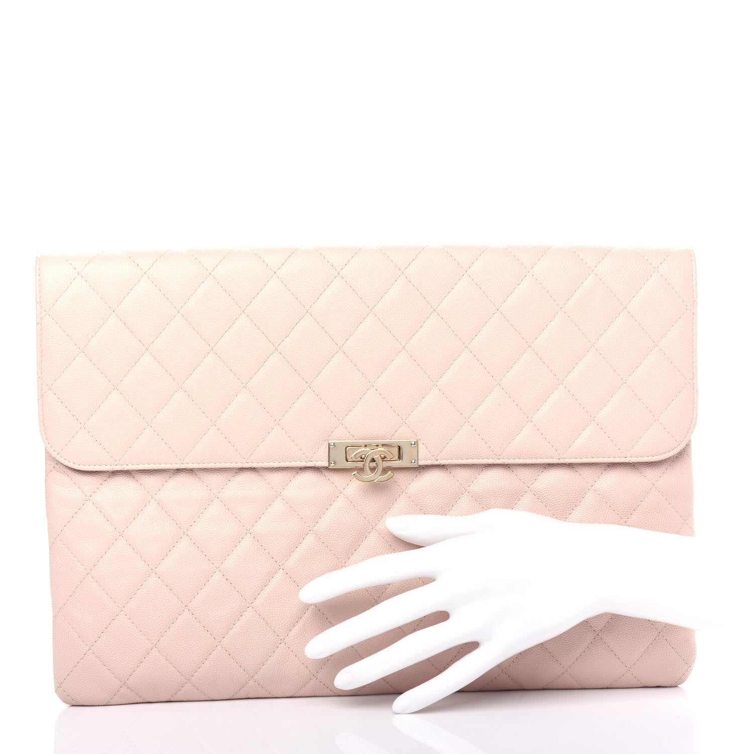Chanel Caviar Quilted Large Golden Class Pouch Light Pink 2 of 8
