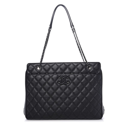 Chanel Calfskin Quilted Frame In Chain Tote Black 1 of 11