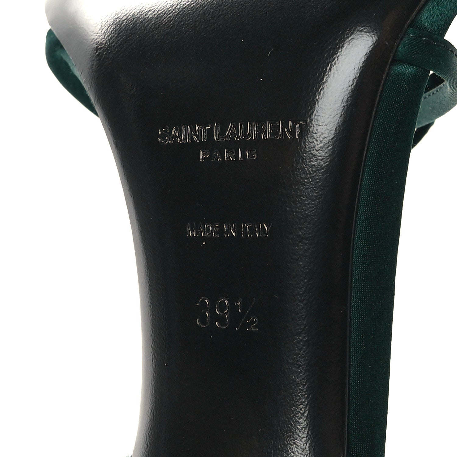 Saint Laurent Crepe Satin Clara 110 Ankle Strap Sandals 39.5 Dorian Green 6 of 9