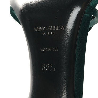 Saint Laurent Crepe Satin Clara 110 Ankle Strap Sandals 39.5 Dorian Green 6 of 9
