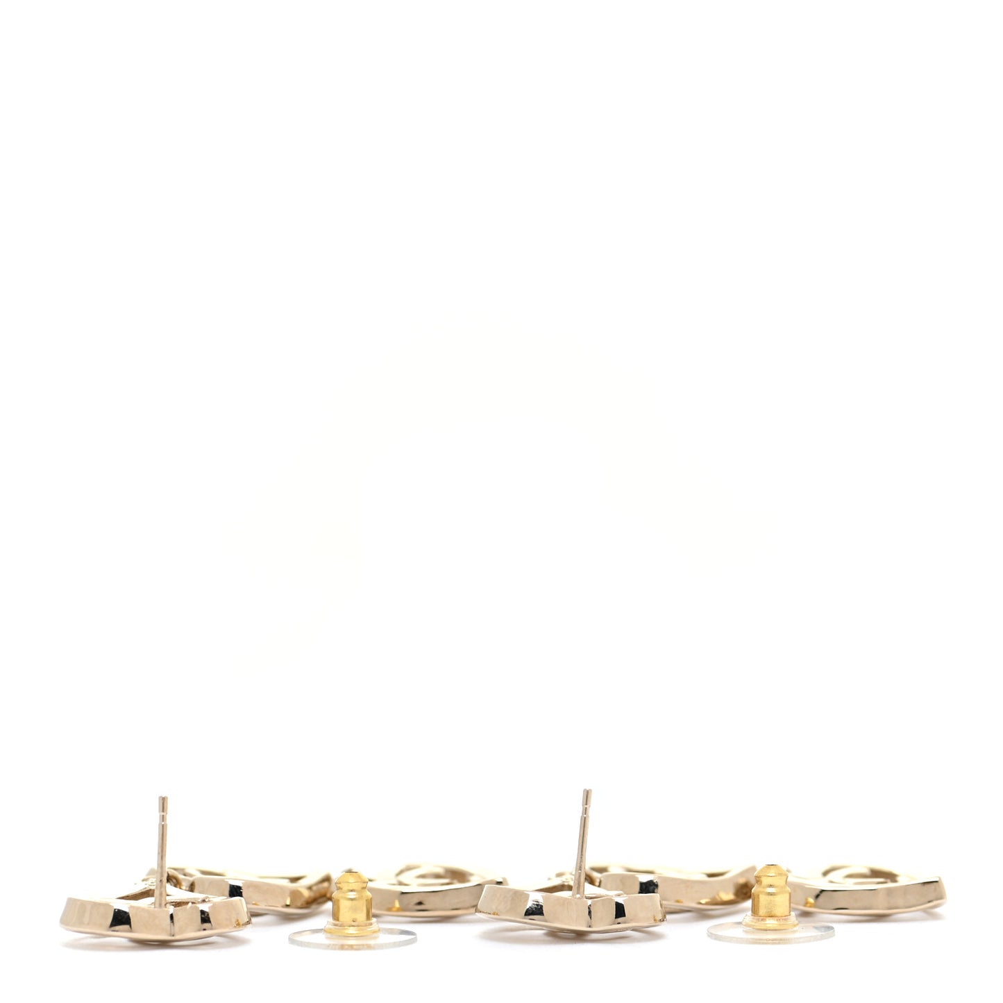 Metal CC Triple Heart Coco In Love Drop Earrings Gold