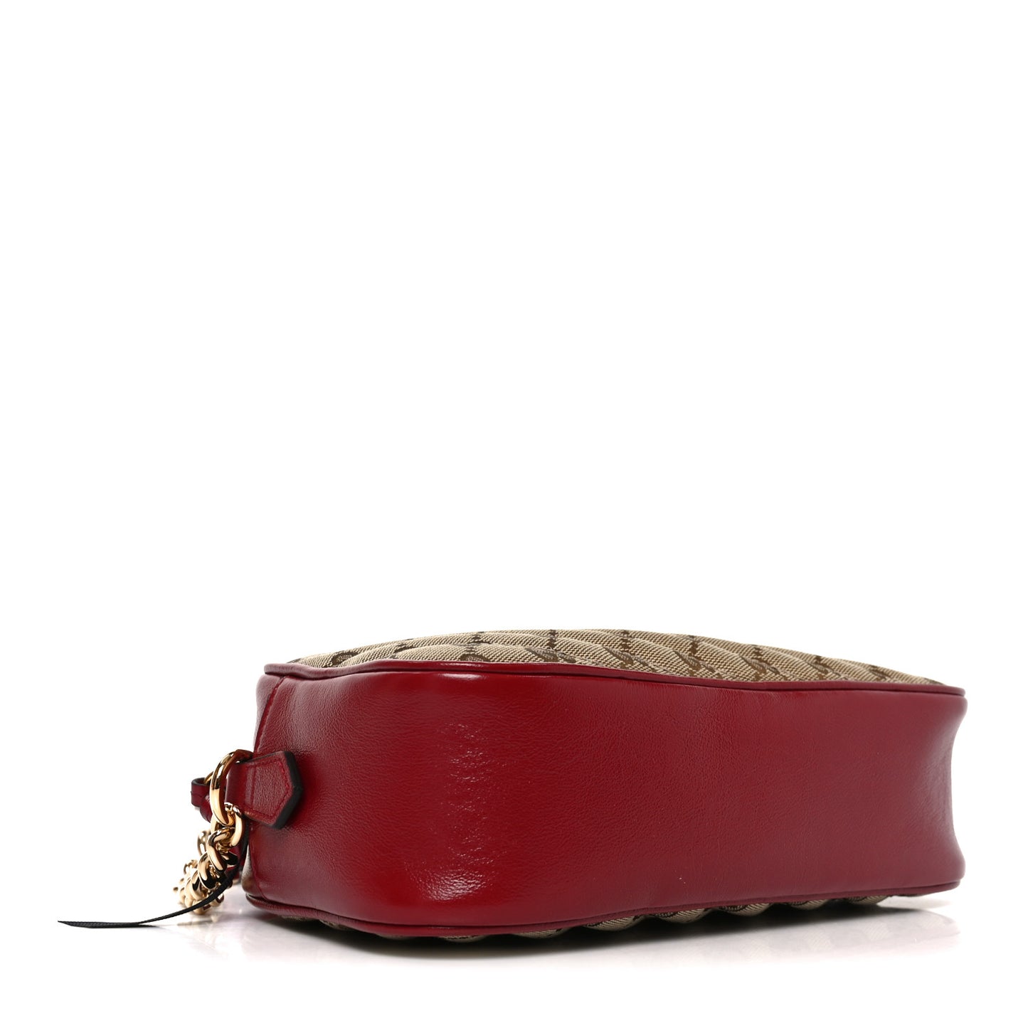 Monogram Azalea Calfskin Matelasse Diagonal Small GG Marmont Chain Shoulder Bag Beige Ebony New Cherry Red