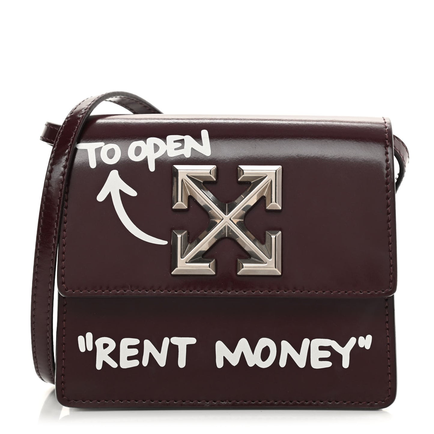 Calfskin Jitney 0.7 Rent Money Crossbody Bag Burgundy