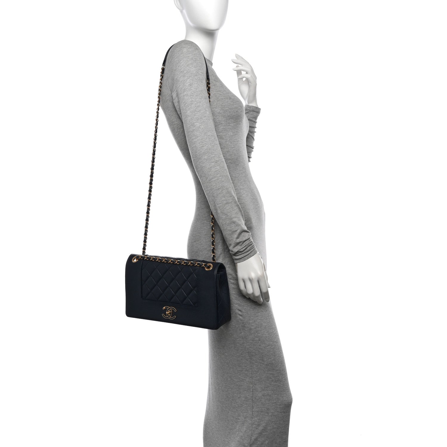 Chanel Sheepskin Quilted Vintage Mademoiselle Flap Navy 3 of 14